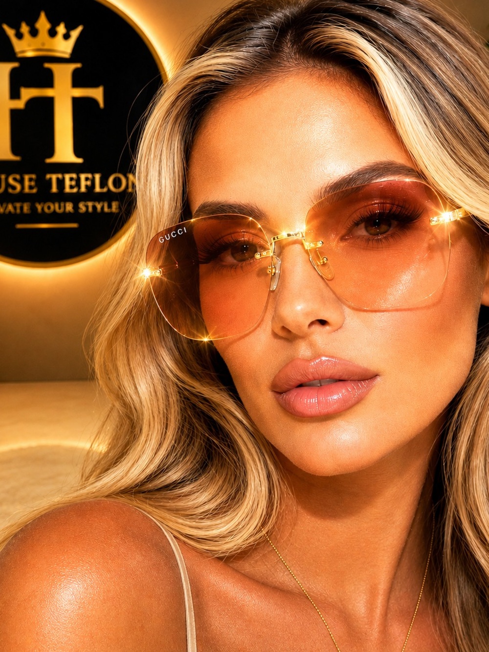 Gucci Rimless Rose Gold Sunglasses 65-16-135 with Case & Pouch. NWOT - Picture 7 of 8